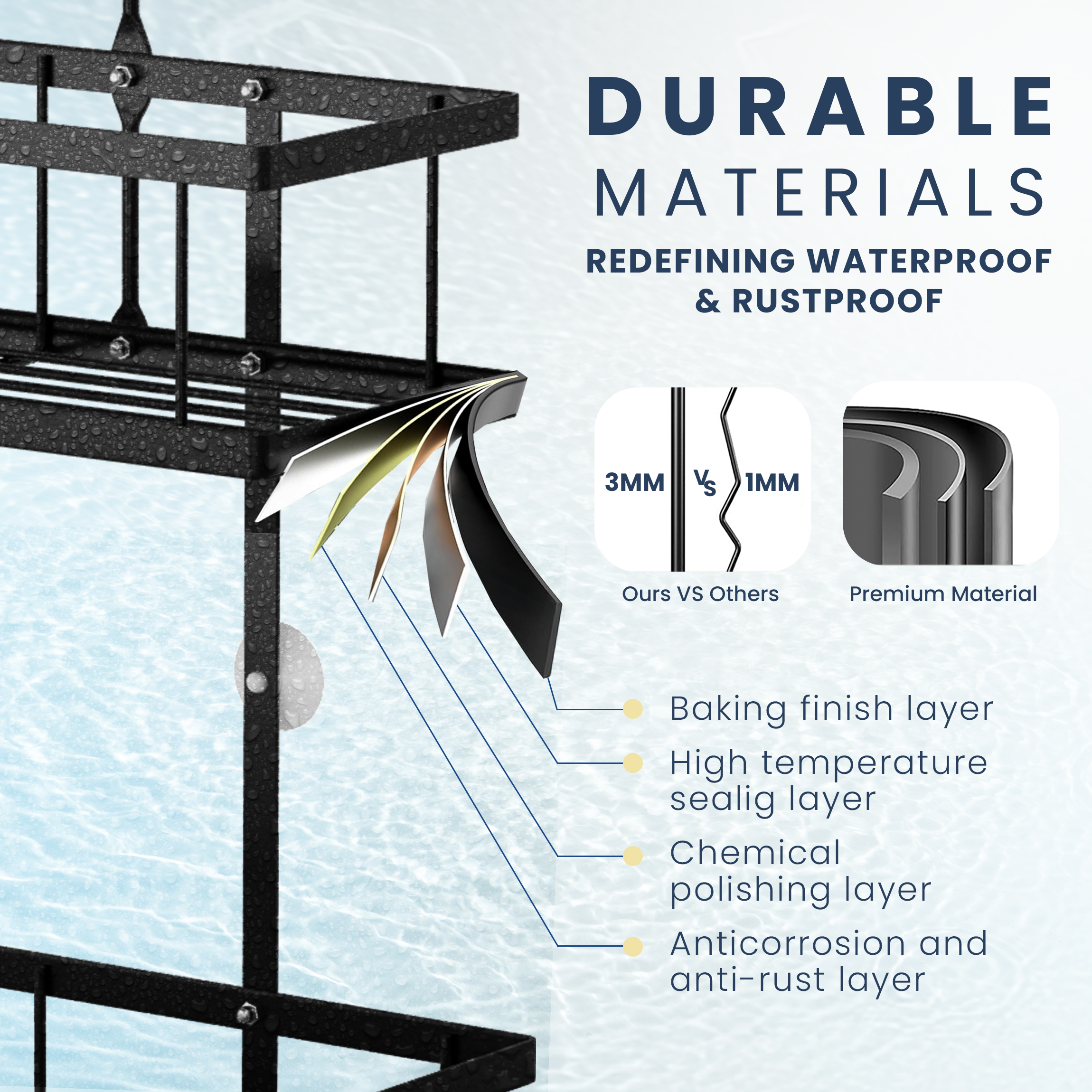 Sben Hanging Shower Caddy Adhesive with Soap Dishes and Toothbrush Holder – Space-Saving 8 Pack Bathroom Organizer 4 Hooks for Easy Storage and Convenience
