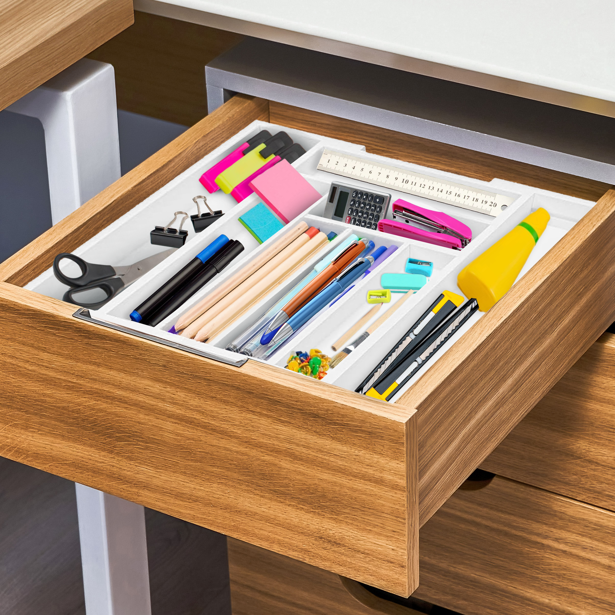 Sben Expandable Drawer Organizer for Utensils Holder, Adjustable Cutlery Tray, Wood Drawer Dividers Organizer for Silverware, Flatware, Knives for Kitchen