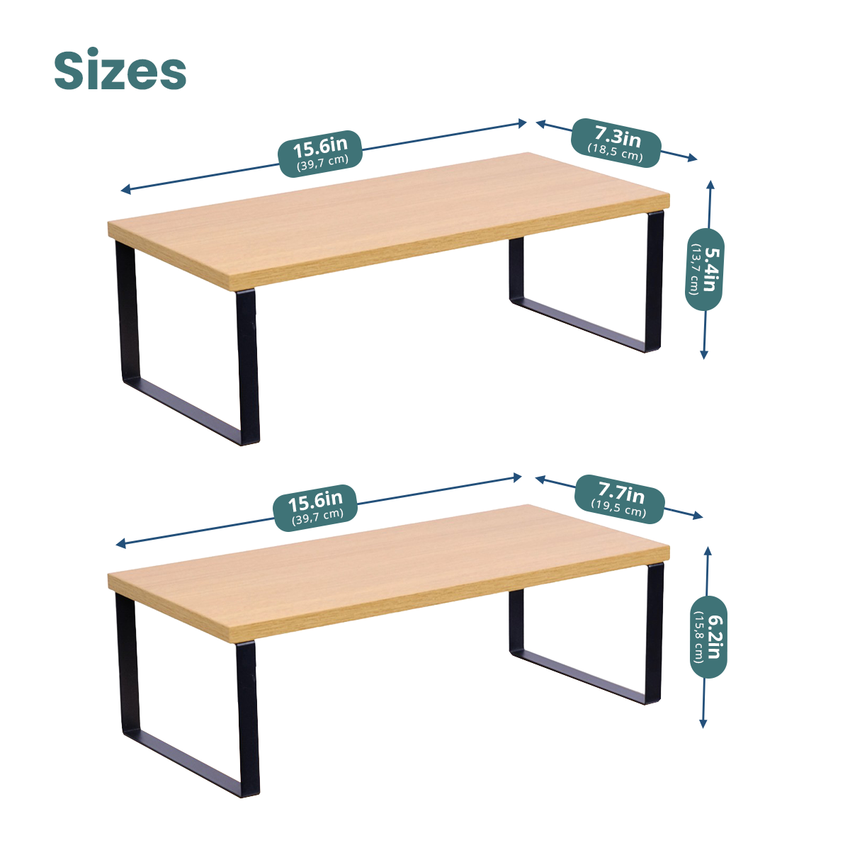 Sben Kitchen Shelf Cabinet Organizer, Set of 2, Counter Shelves, Kitchen Storage, Spice Rack, Stackable, Functional, Metal and Engineered Wood